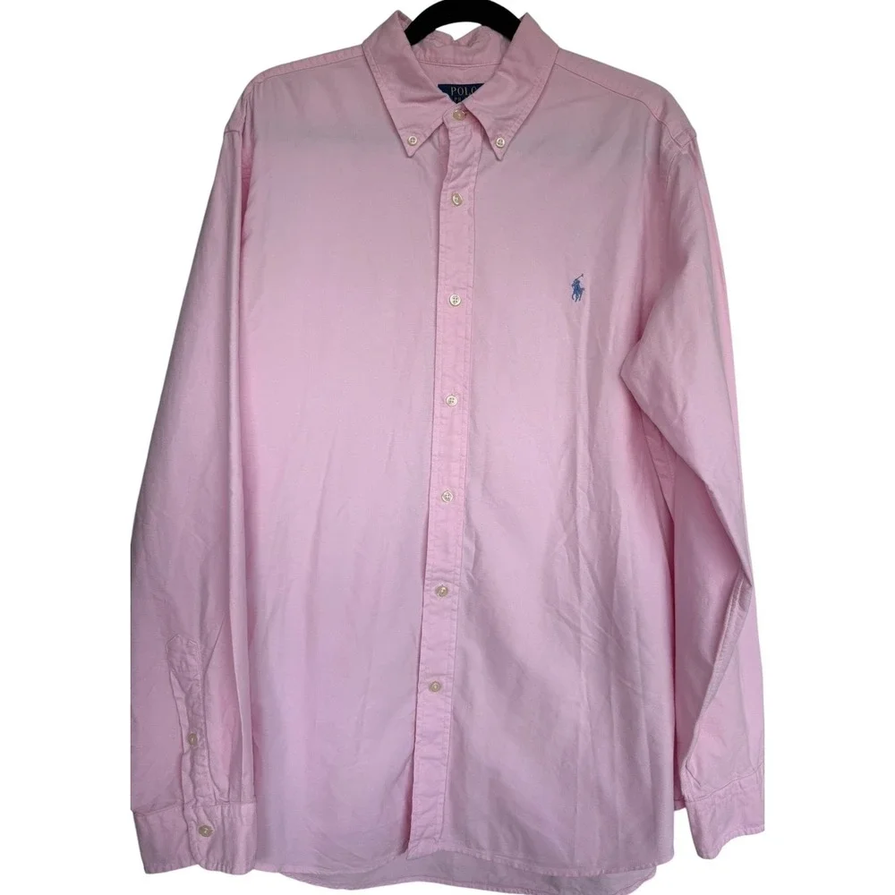 Men's Polo Ralph Lauren Classic Oxford Shirt XL Pink Poplin Preppy Long Sleeve